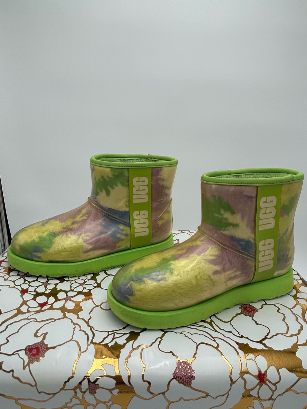 UGG Tie-Dye Ankle Boots in Lime Green and Multicolor